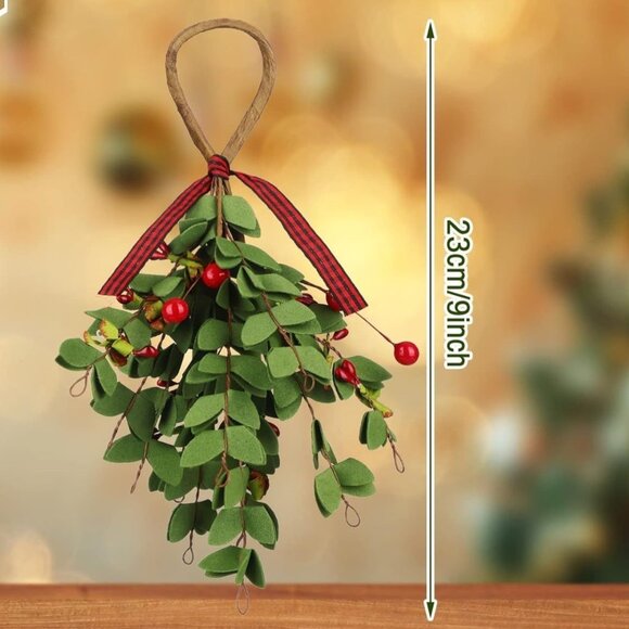 Christmas Mistletoe Ornament Display Stand Rustic Wooden Heart Stocking Holder - Picture 3 of 14